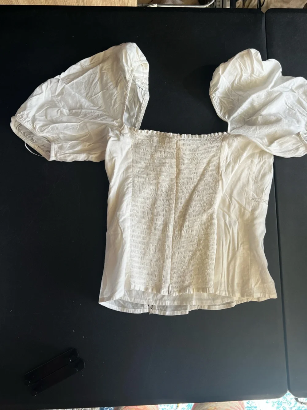 Reformation White Puff Sleeve Square Neck Top size 8